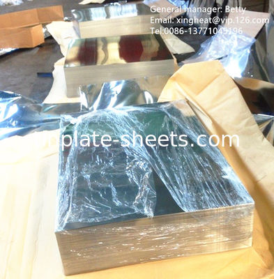 খাদ্য ক্যানের জন্য টিনপ্লেট কয়েল 0.15-0.49mm বেধ 600-986mm প্রস্থ 4-8MT প্রতি কয়েল T2-T5 তাপমাত্রা BA annealing 1.1/1.1-