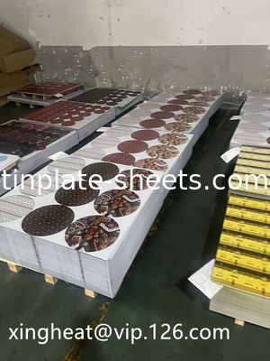 উচ্চ শক্তি T3 T4 T5 মুদ্রিত টিনপ্লেট ইস্পাত শীট 512mm-980mm প্রস্থ খাদ্য ক্যান এবং প্যাকেজ ক্যান জন্য মুদ্রণ টিনপ্লেট