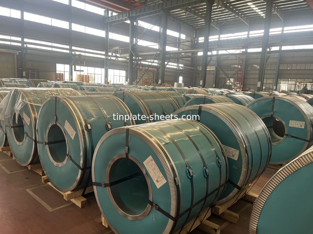 1.5-1.85MT ইলেক্ট্রোলাইটিক টিন প্লেট কয়েল T2/T2.5/T3/T4/T5/DR8/DR9 টেম্পার টাইপ