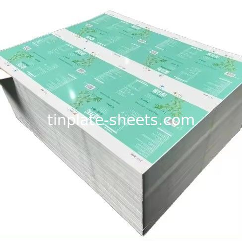 T3 T4 2-6 রঙিন মুদ্রণ প্যাকেজিং ক্যানের জন্য টিনপ্লেট শীট 2.8/2.8 টিনপ্লেট শীট